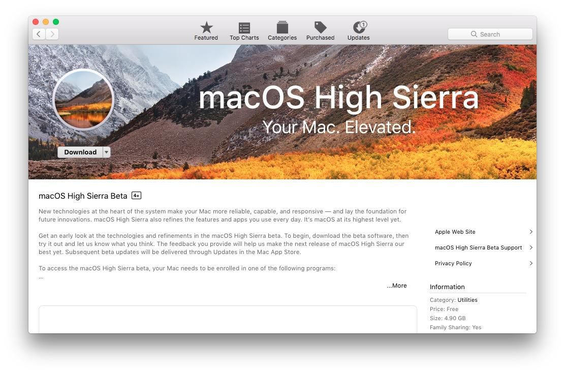 Mac os high sierra beta installer download